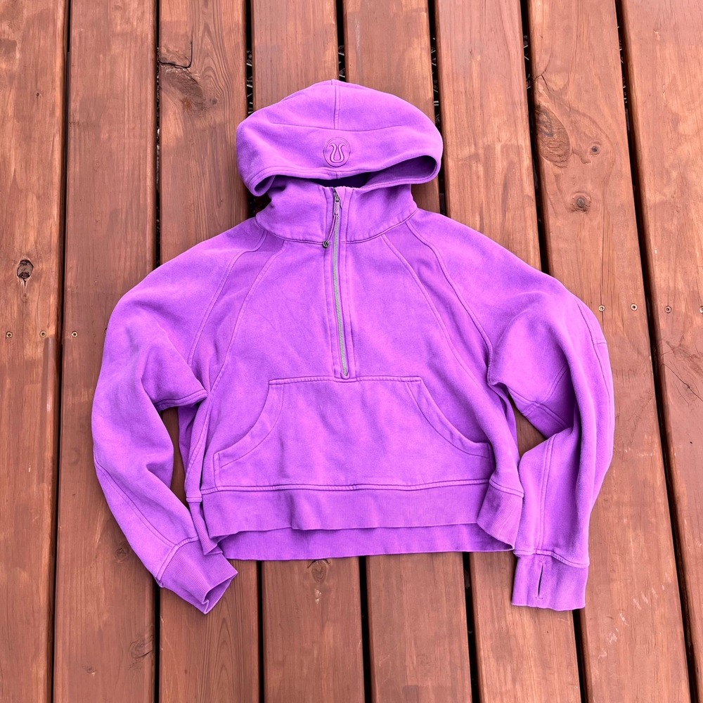 Lululemon Sweatshirt Scuba Half-Zip Hoodie Purple Oversized Cropped Women M/L